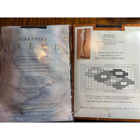 5 Berkshire Black Navy Patterned Pantyhose Hosiery Control Top SZ Tall A100952 - Picture 3 of 7